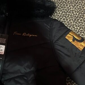 True Religion Black Jacket with Gold Logo